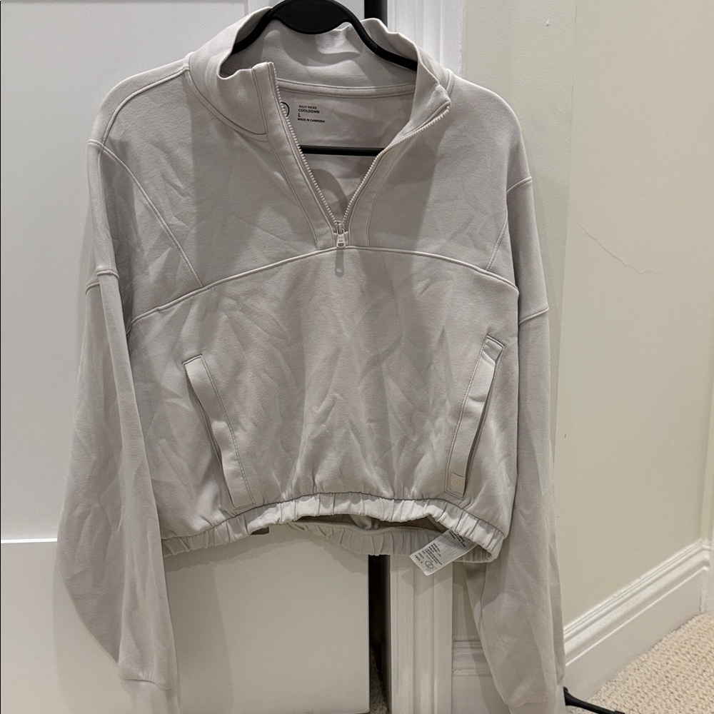 Gilly Hicks Light Gray Quarter-Zip Sweatshirt